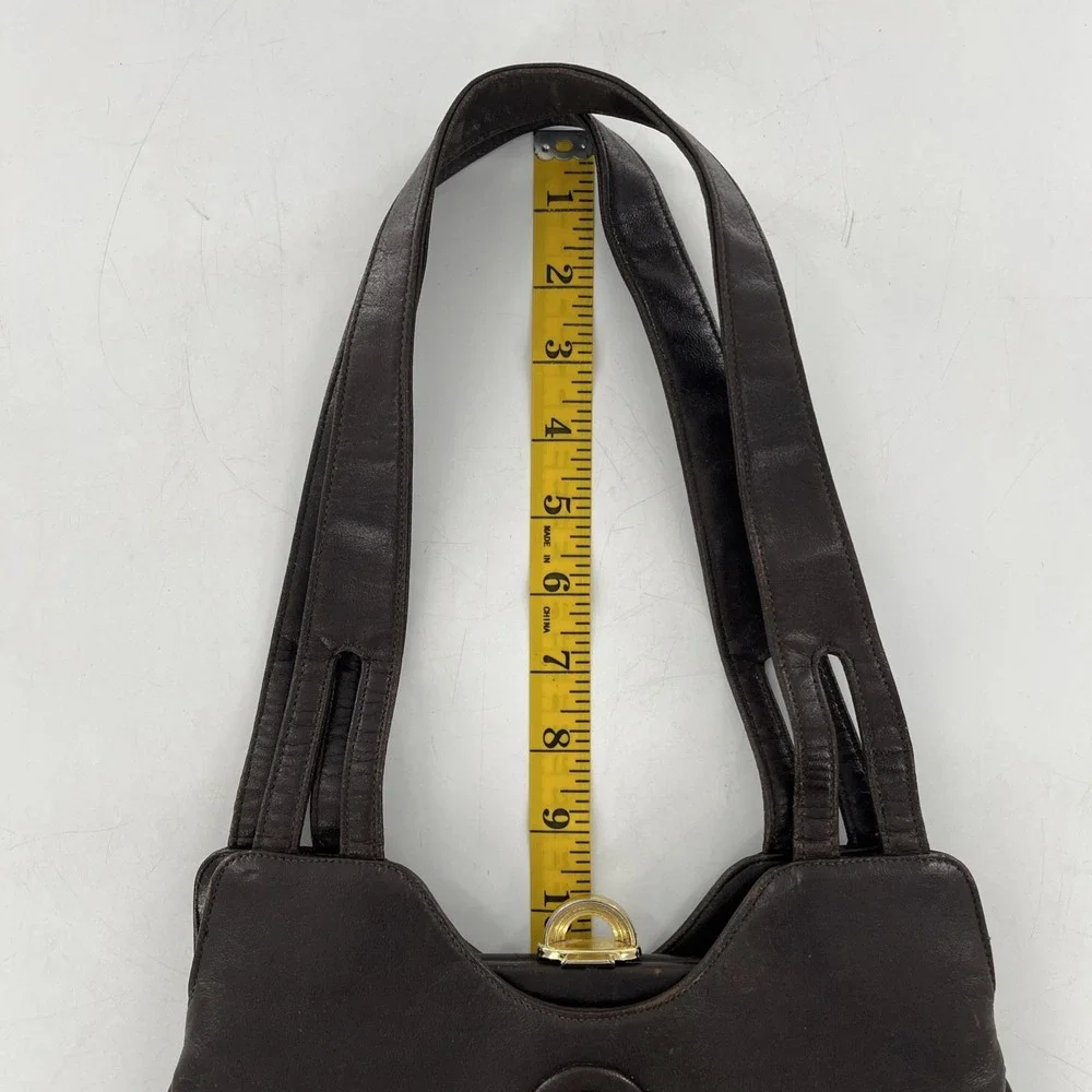 Vintage Mid Century‎ Modern Lou Taylor Leather Satchel Shoulder Brown Bag Mirror